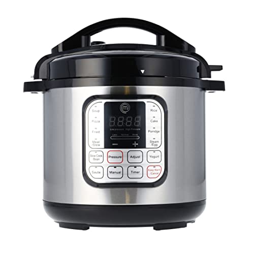 MasterChef Electric Pressure Cooker 10 in 1 Instapot Multicooker 6 Qt, Slow Cooker, Vegetable Steamer, Rice Maker, Digital Programmable Insta Pot with 18 Cooking Presets, Stainless Steel, Non Stick by MasterChef - Used condition - US$80.02