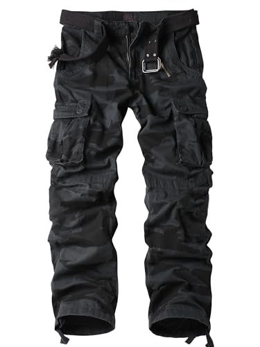 AKHIKING Men's Cargo Pants, E-Battlefield Camo, 36x32
