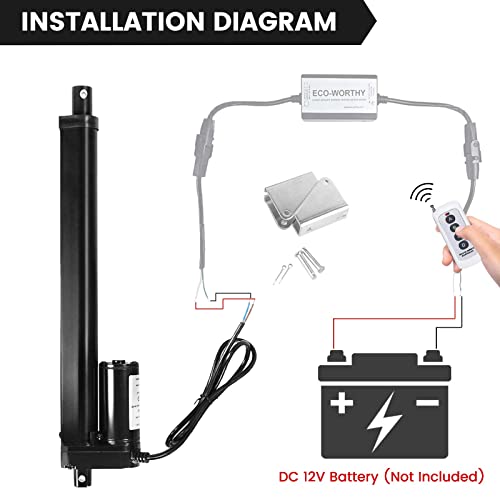 DC HOUSE Linear Actuator 12V 1000N High Speed 10 Inch 10" Motor 14mm/s with Mounting Brackets Blcak by DC HOUSE - Image 6
