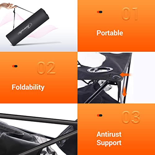 Funcode Folding Camping Table,Portable Double Deck Camping Table With 4 Cup Holders And Carry Bag, Lightweight For Indoor And Outdoor Picnic, Beach, Hiking, Travel, Fishing, Bbq.（Black） #TOP2