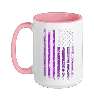 Stars & Stripes Purple Flag Color Graphic Ceramic Mug, Pink/White, 15oz