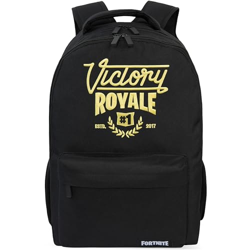 Get Trend Fortnite Kids Backpack, Boys Lightweight 18 inch Book Bag, Adjustable Padded Straps Travel School Bag, Gamer Gifts (Black Fortnite)