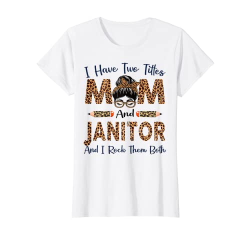 Donna Ho due titoli Mamma & Janitor Mothers Day Leopard Maglietta