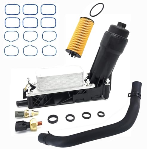 Engine Oil Filter Cooler Housing Assembly Complete Kit Compatible with 2011-2013 Dodge Journey Wrangler 3.6L Replaces 5184294AE