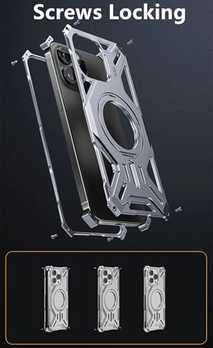 Boîtier alu iPhone 16 Pro Max argenté militaire premium et MagSafe