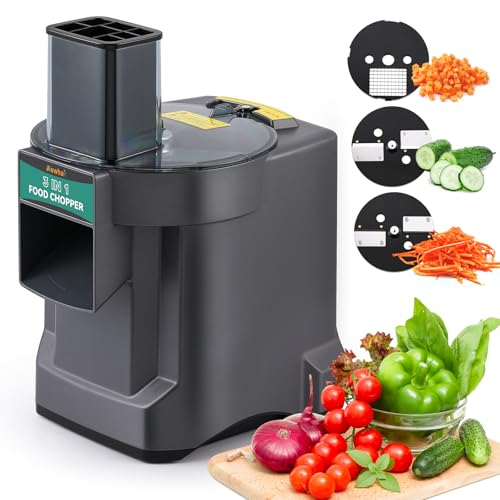 Comparison: Best Electric Vegetable Dicer 7 Newhai 3 in 1 Electric Vegetable Dicer Slicer Shredder Multifunctional Vegetable Chopper Automatic Veggie & Fruit Cutter Machine for Commercial & Home Use, 110V, 100W