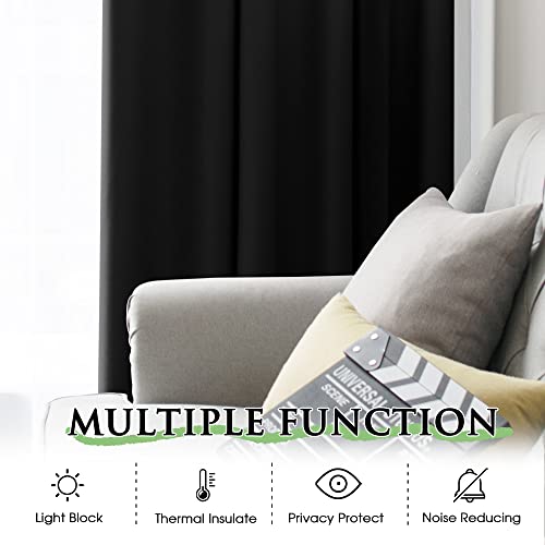 Kgorge Blackout Window Curtain Liners - Thermal Insulated Drape Liners For 84 Inch Long Curtains, 100% Blackout Lining Curtains For Living Room (2 Pieces, W27 By L80, Black, Hooks Included) #TOP4