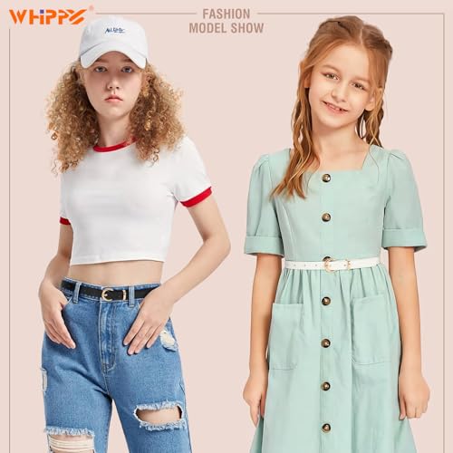 WHIPPY 2 Pack Belts for Girls Kids Skinny Belts Thin Leather Waist Belt with Alloy Pin Buckle for Pants Jeans Dresses4
