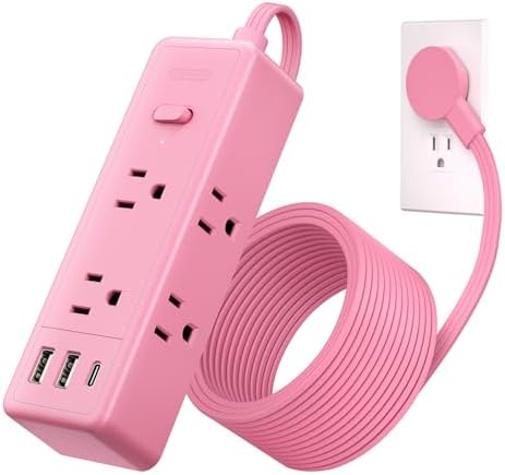 Amazon.com: NTONPOWER Pink Extension Cord 10 ft, Pink Power Strip ...