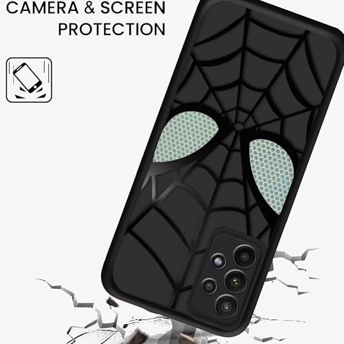 Image of Stylish Spider Back Case Cover Compatible for Samsung Galaxy A13 4G / A23 4G | Spidey Face Mask Case | Soft Silicone | Camera & Full Body Protection | Shock Proof | (Black)