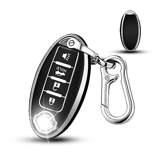 Coque pour clé Nissan haut de gamme noire et argent avec finitions chrome
