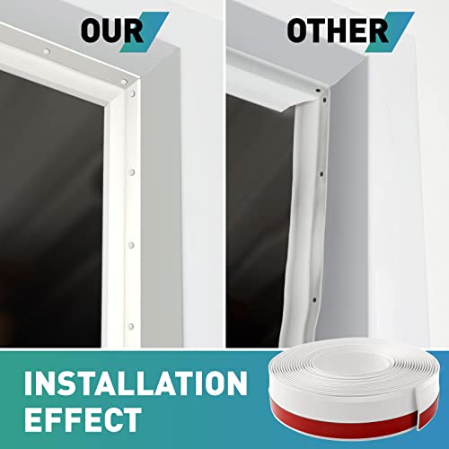 Fcsotsps 34.4Ft Garage Door Seal Top And Sides-Weatherproofing Rubber Garage Door Side Seal,Universal Soft And Hard Composite Weather Stripping Garage Door Trim Seal Replacement (White) #TOP5