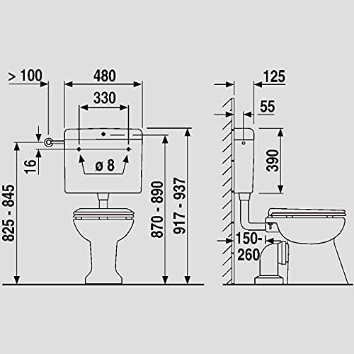 SANIT Spülkasten nova (6-9L) tiefhängend mit Eckventil weiß – Bild 3