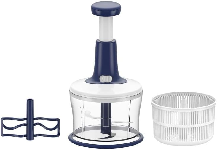 Smile Mom Press Chopper Mixer Dryer – 3-in-1 Food Processor for Quick Chopping, Mixing & Drying, Durable Kitchen Gadget, Easy to Use & Clean, Multi-Purpose Cooking Tool 1100ml,L15XW15XH30Cm