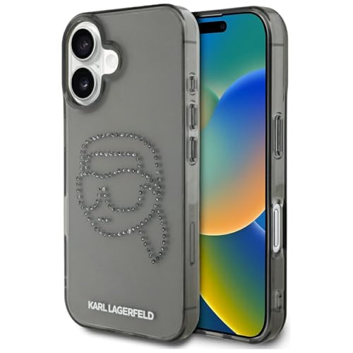 CG Mobile Karl Lagerfeld IML Rhinestones Karl Head Coque pour iPhone 16 (Noir)