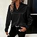 Business Casual Tops for Women Satin Silk Blouse V Neck Long Sleeve Work Shirts Spring Summer Fashion Clothes Black