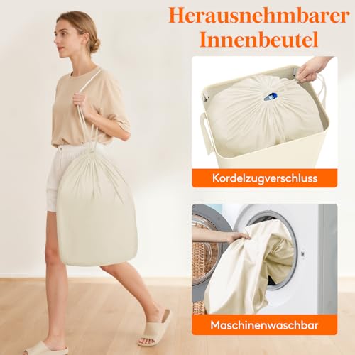 Lifewit 100L Pfandflaschen Sammelbehälter mit Deckel, Groß Pfandflaschen Aufbewahrung, Behälter Leergut & Altglas Aufbewahrung, Flaschensammler mit Loch Küche Abstellraum Flaschentasche, Weiß