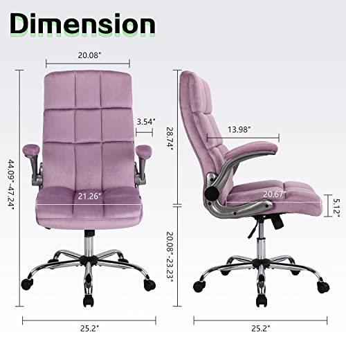 Kcream High Back Fabric Home Office Chair With Swivel, Executive Computer Desk Chair With Adjustable Back Tilt And Flip-Up Armrest, Comfy Thick Padding Ergonomic Office Chair (9327-Purple) #TOP1