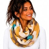 Gil SSC Bufanda XXL Loop, bufanda, pañuelo redondo, selección de otoño invierno 2020-2021 Motivos de tendencia, color crema, beige, petróleo. XL