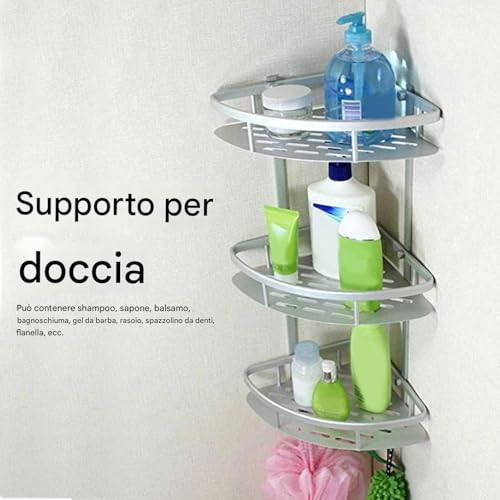 Acouto Mensola a Gradini Cromata a 3 Livelli, Organizer per Doccia e Parete Bagno Casa