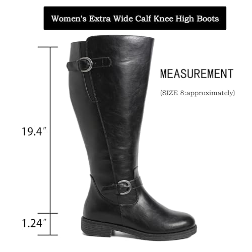 Luoika Women's Extra Wide Calf Knee High Boots, Wide Width Low Heel Side Zipper Plus Size Knee-High Boots.2