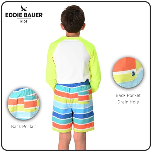 Eddie Bauer Boys' UPF 50 Long Sleeve Rash Guard Shirt and Comfort Liner Swim Trunk 2 Piece Swimwear Set (2T-16)2