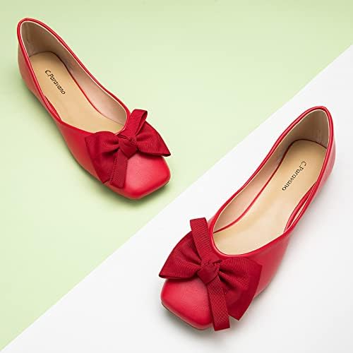 Image of C.Paravano Flats for Women | Ballet Flats | Square Toe | Dressy Casual Shoe