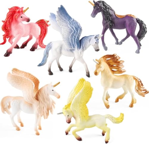 Doyomtoy Horse Play Figure Unicorn Figure Pegasus Unicorno Mythical Pegasus Model Magical Energy Creature Piccolo Horses 6 Pezzi