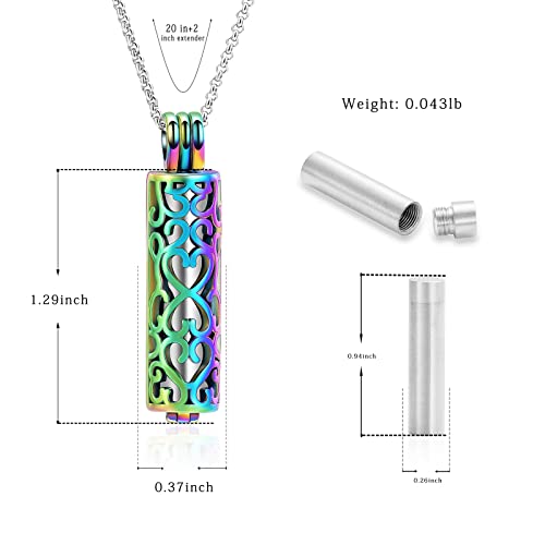 VCCWYQK Hollow Cylinder Urn Necklace for Ashes for Women Men Cremation Jewelry Keepsake Memorial Human Pet Ashes Pendant (A-Colorful+Silver) - Image 2