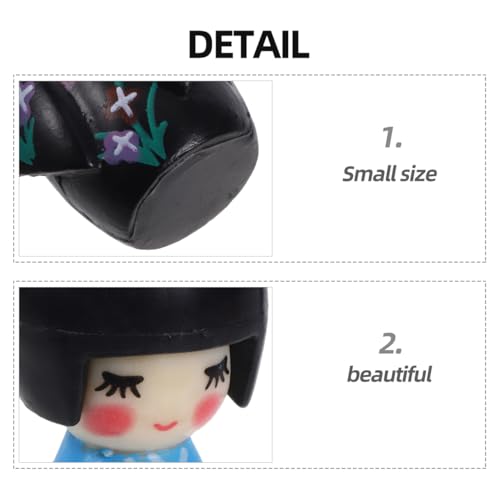 Didiseaon 6pcs Japanese Miniatures Kimono Dolls Ornament Mini Resin Adornment for Home Restaurant Bedroom Desktop Decor