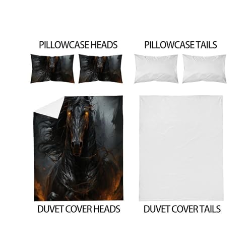 Housse de couette cheval noir de qualité supérieure King Size avec zip robuste - 4