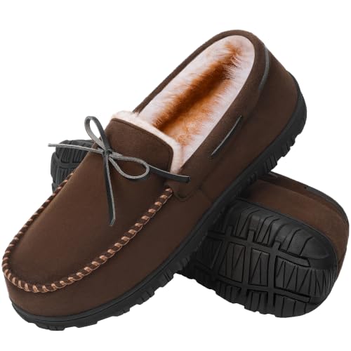 Image of MIXIN Mens Slippers Indoor Outdoor Memory Foam House Shoes Anti-Slip Moccasins Slippers for Men