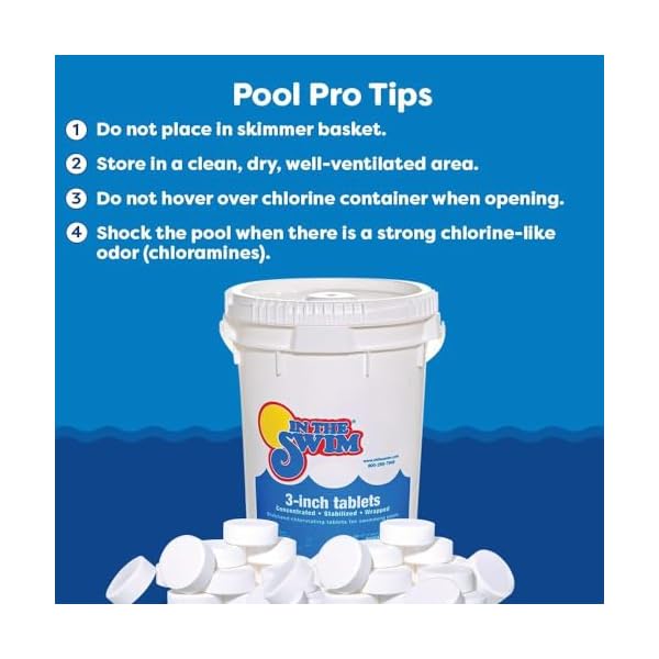 In the swim 3 inch stabilized chlorine tablets for sanitizing swimming pools individually wrapped slow dissolving 90 available chlorine tri chlor 25 pounds  urban country home decor