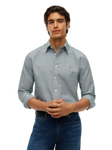 Image of Tommy Hilfiger Men's Long Sleeve Oxford Shirts in Regular Fit, Men's Button Down Shirts, Also Available in Big and Tall