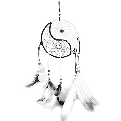 RIUDA Dream Catcher, Circular White Feathers Wall Hanging Decoration Decor Craft