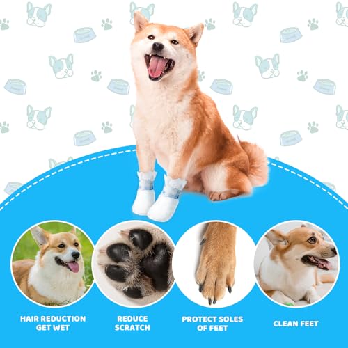 Disposable Dog Booties for Paw Protection - Waterproof, Adjustable Self-Adhesive Straps, 20 Count Dog Shoes for Indoor & Outdoor Use, Walking, Hiking, Pos (S(2.5-7.5KG))