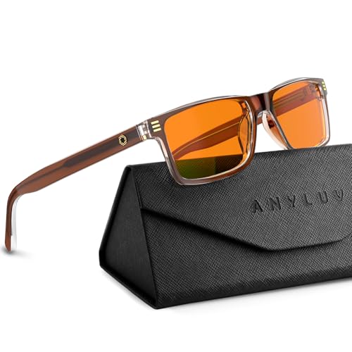 ANYLUV Orange-Lens Blue Light Glasses (Brown Frame)