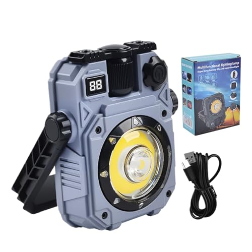 Luz de trabajo LED – Luz de trabajo recargable | LED portátil – funciona con linternas solares, lámparas portátiles con 5 modos de iluminación, lámpara de camping brillante, portátil, para cortes de