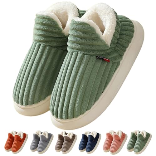 Chaussons confortables et élégants Pluffi,Chaussons-bottines Pluffi,Chaussons unisexes confortables pour l'hiver,Chaussons chauds en peluche pour la maison (44/45EU,Green)