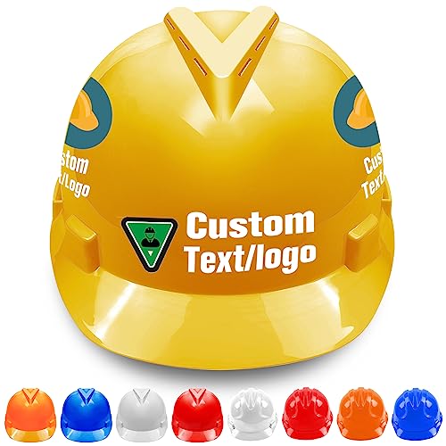 Safety Hard Hats Custom for Men Personalized V Shade Logo Construction Hard Hat Helmet-Gold