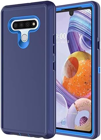 Hapitek LG K51 Case with Screen Protector Heavy Duty Shockp Protective Shockproof Hybrid Case Tough 3 in 1 Rugged Case for LG K51 LG Q51 Navy Blue