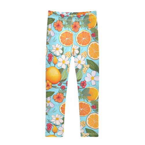 Girls' Leggings Orange Flowers Kids Yoga Tights Pants 1 Pack 20857353