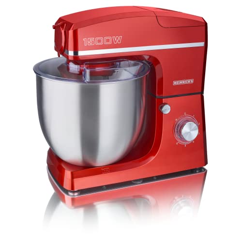 HEINRICHS 3 in 1 Universal Küchenmaschine, Küchengerät 1500W, 6 Geschwindigkeitsstufen, Multifunktionale Knetmaschine mit Fleischwolf, 1.5L Mixerbehälter, XXXL 10L Edelstahlschüssel (Rot) 6 HEINRICHS 3 in 1 Universal Küchenmaschine, Küchengerät 1500W, 6 Geschwindigkeitsstufen, Multifunktionale Knetmaschine mit Fleischwolf, 1.5L Mixerbehälter, XXXL 10L Edelstahlschüssel (Rot)