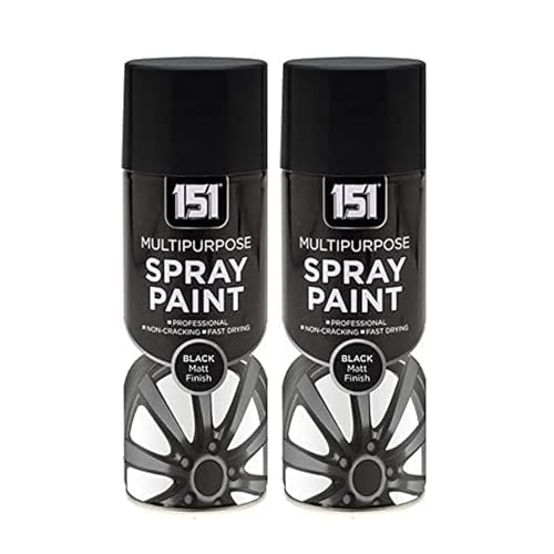 DIOXSTAR Multipurpose Spray Paint, Black Matt Finish, Fast Drying, Non-Cracking, Suitable for Most Surfaces Including Wood, Metal and Brick, DIY Projects, 400ml (2 PCS)