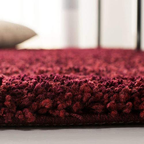 Image of CD Carpet Anti Slip Shaggy Fluffy Fur Rugs and Carpet for Living Room Bedroom Kids Room Plain Circle Carpets for Home with 2 Inch Thickness (Color Crimson Size 6x6 Feet Round)