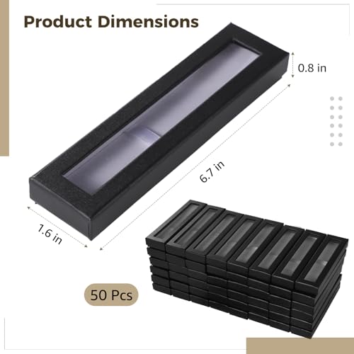 OMISTAR 50 PCS Pen Gift Box Empty Cases with Clear Lid, Black Ballpoint Pen Gift Box Pen Jewelry Display Box for Jewelry Gift Business Birthday Souvenir Office Supplies (50PCS) by OMISTAR - Used condition - Image 4