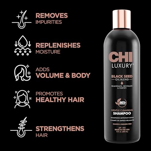 CHI Luxury Black Seed Oil Gentle Cleansing Shampoo, Adds Hair Volume & Body, Strengthens & Removes Impurities, Sulfate, Paraben, & Cruelty-Free, 12 Oz - image 2