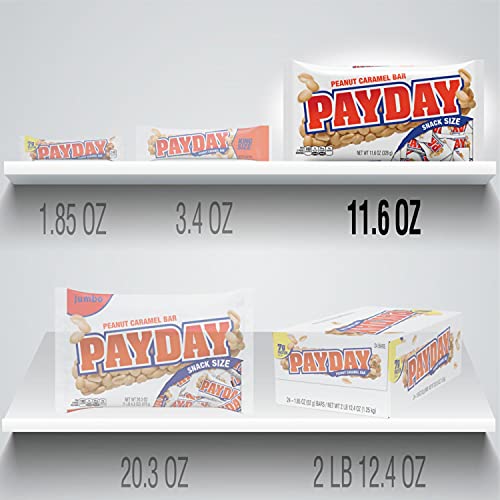 Payday Peanut Caramel Snack Size Candy Bars, Individually Wrapped, Gluten Free, 11.6 Oz Bag #TOP5