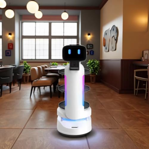 Smart Waiter Robot with 3D Full-View Obstacle Avoidance, Commercial Delivery Robot with Independent Scheduling, Quick Deployment for Restaurant KTV Hotel, Multi-Table Delivery & Recycle Function
