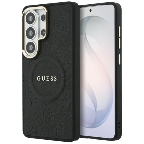 CG MOBILE Guess Bague pivoine en relief compatible avec coque MagSafe pour Samsung Galaxy S26 Ultra (noir)